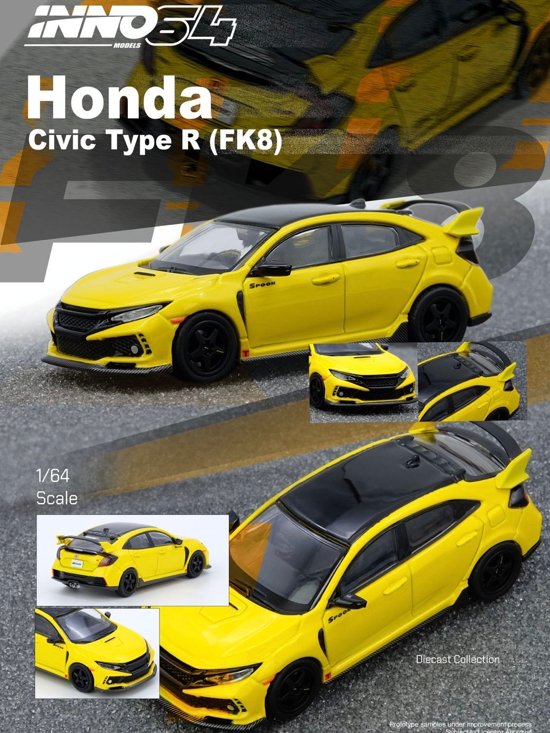 Inno64 Factory Sealed Honda Civic Type-R (FK8) Yellow – Jcardiecast