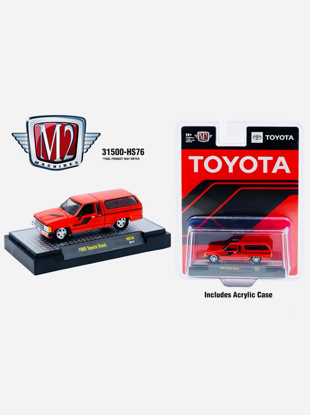 M2 Machines Hobby Exclusive 1985 Toyota Truck w/ Camper Shell Red
