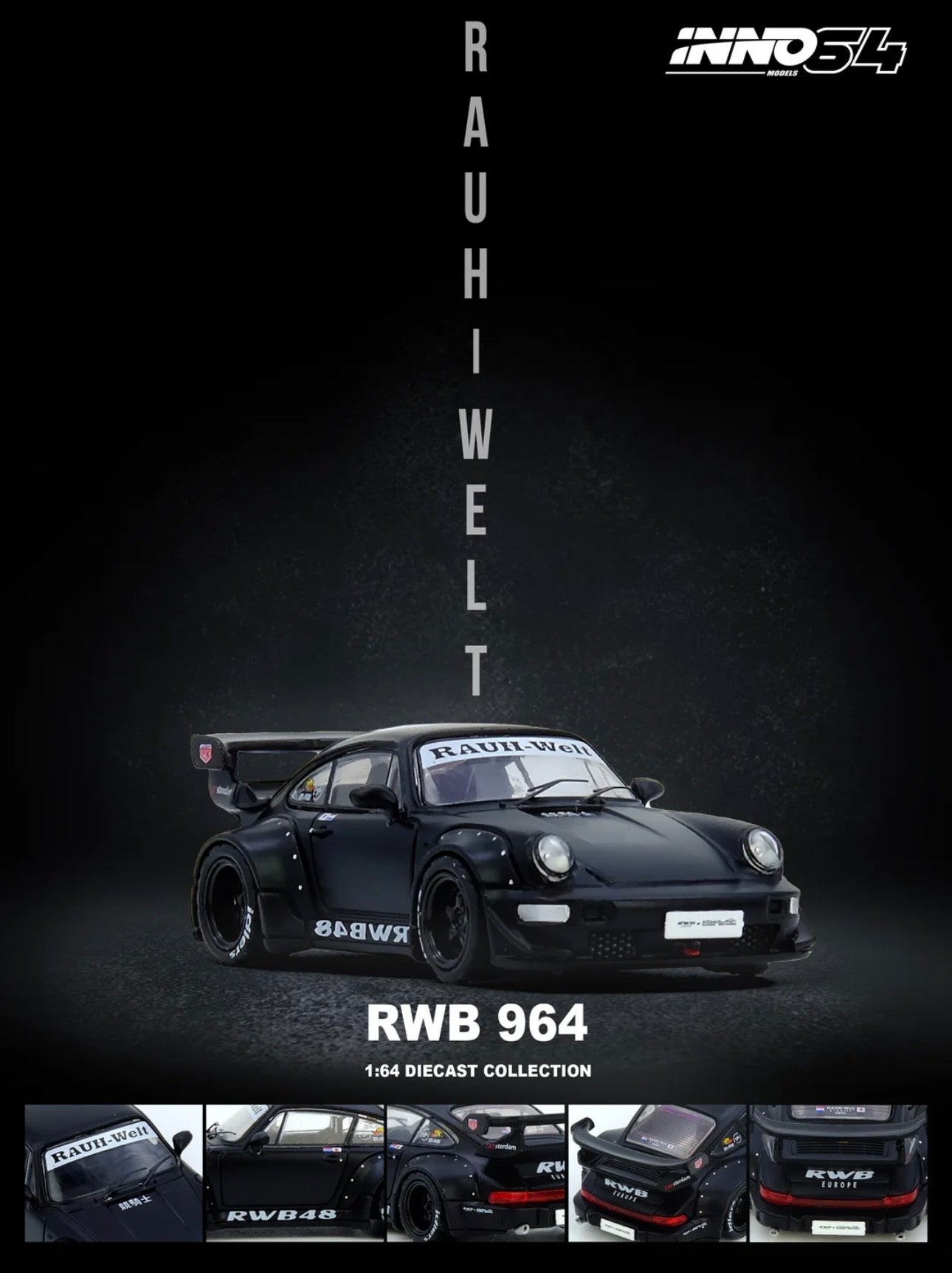 Inno64 Factory Sealed Porsche RWB 964 Black Matt – Jcardiecast