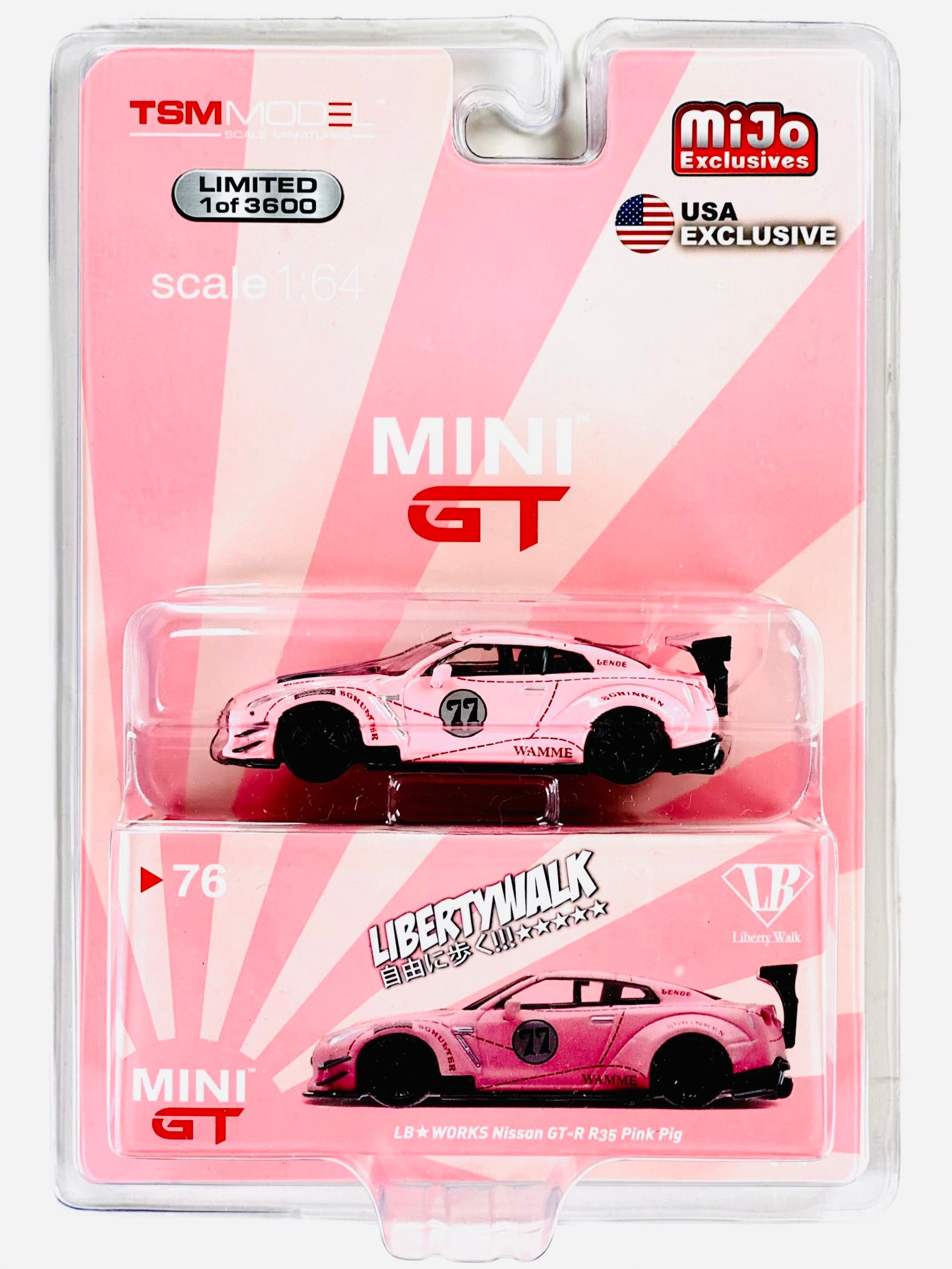 MINI GT ミニGT　LBWK　日産 GT-R R35　PINK PIG Mini GT Mijo Exclusives LB Works Nissan GT-R R35 Pink Pig