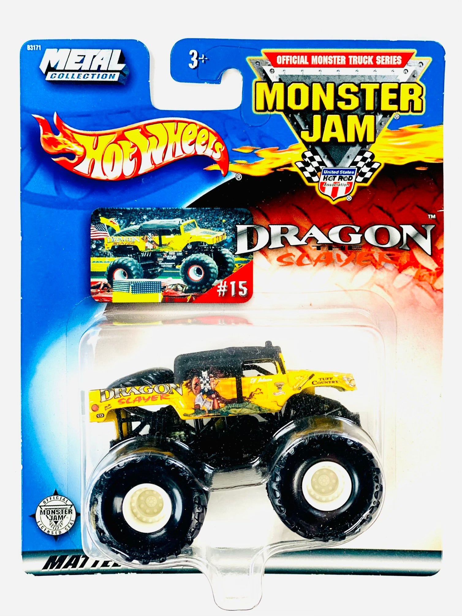 限定 HW 2003 ワールドチャンピオン シューマッハ レインタイヤモデル Hot Wheels 2003 Monster Jam Dragon Slayer #15 - Damaged Card