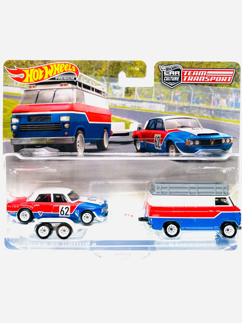 Hot Wheels 2023 Team Transport Case U '70 Rover P6 Group 2 & HW Rally Hauler #55 - Damaged Card