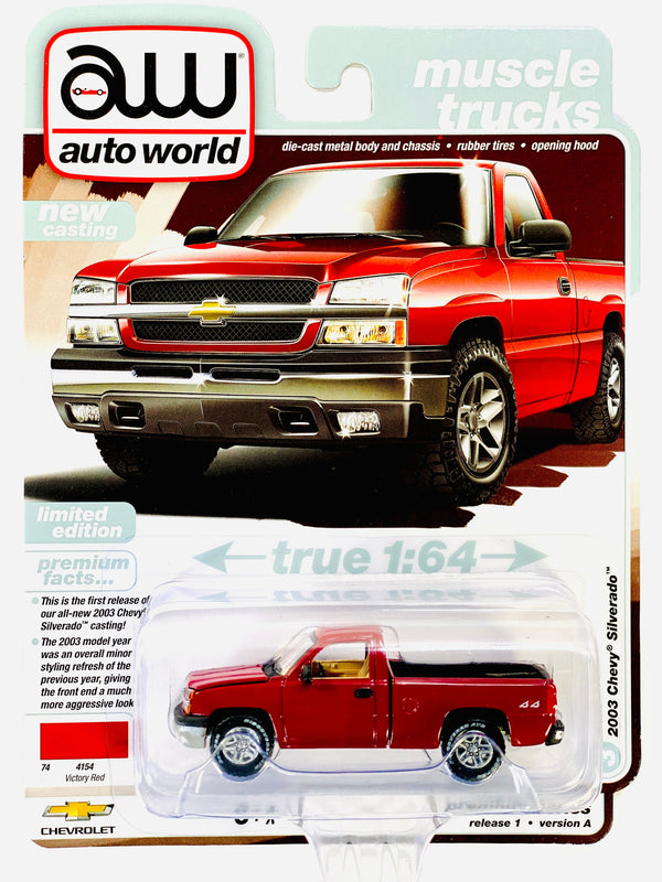 Auto World Muscle Trucks 2003 Chevy Silverado Victory Red - Damaged Card