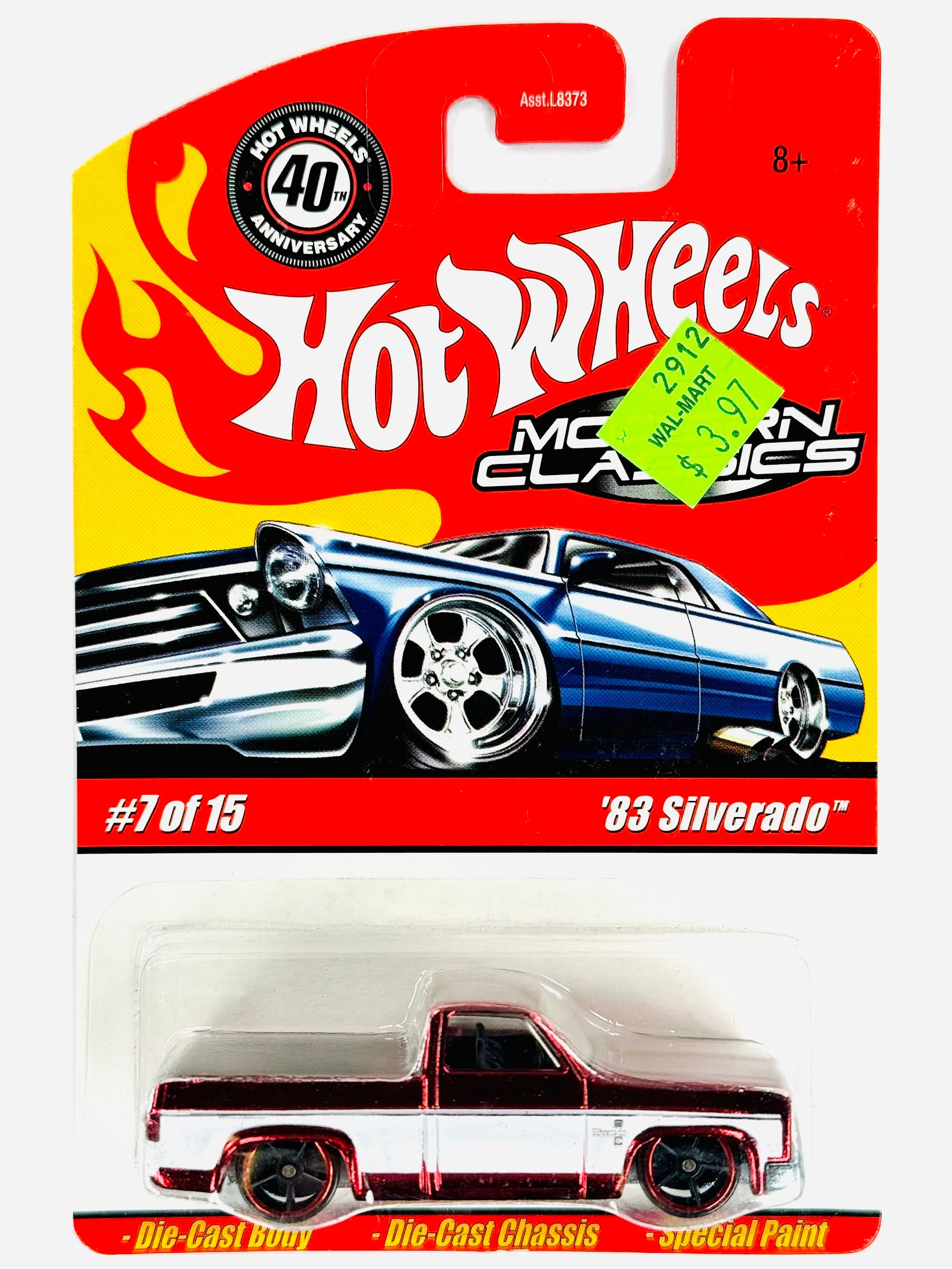 Hot Wheels Chevrolet 赤 83 silveradoレア Hot Wheels 40th Anniversary Modern Classics '83 Silverado Truck