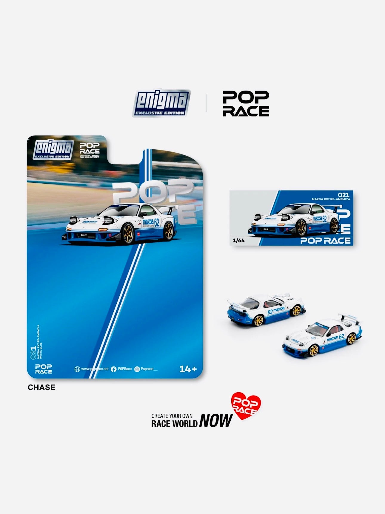 Pop Race Enigma Exclusive Mazda RX7 FD3S Blue & White #021 Chase
