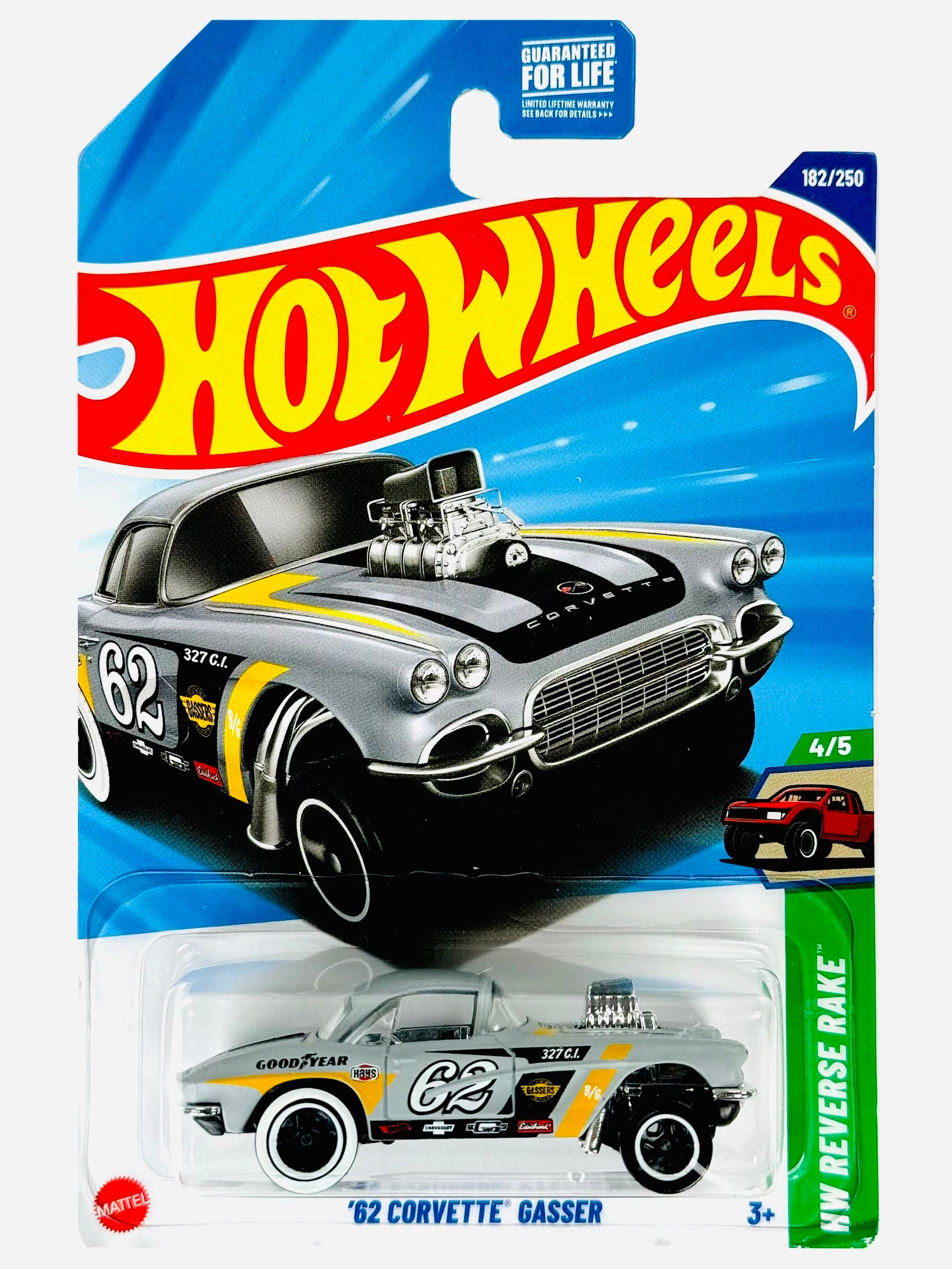 カーンモア2種　ウィットロー&グレンバーギー Hot Wheels HW Reverse Rake '62 Corvette Gasser (182/250) - Damaged