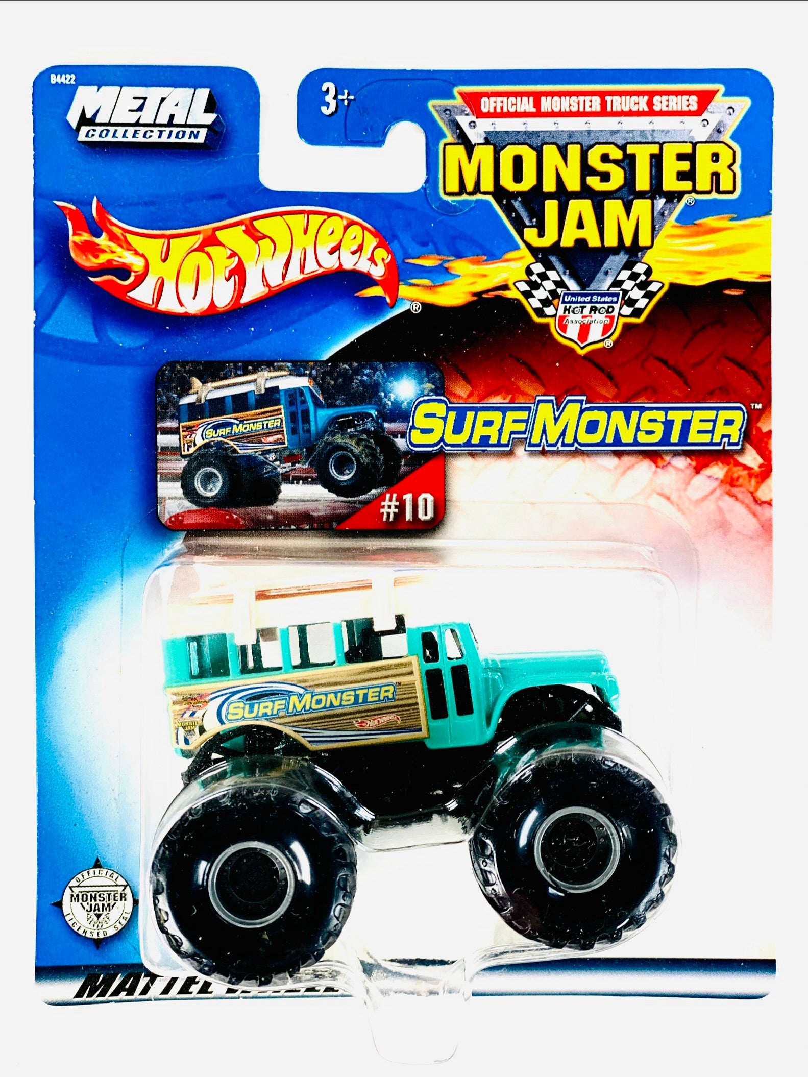 限定 HW 2003 ワールドチャンピオン シューマッハ レインタイヤモデル Hot Wheels 2003 Monster Jam Surf Monster - Damaged Card/Blister