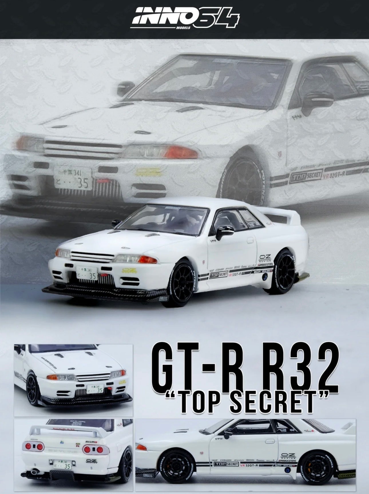 Inno64 Factory Sealed Nissan Top Secret VR32 GTR White – Jcardiecast