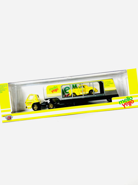 M2 Machines Mello Yello Auto Haulers 1969 Dodge L600 COE & 1941 Willys Coupe Chase - Damaged Box