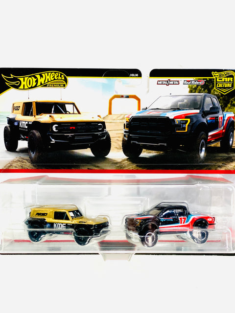 Hot Wheels 2024 Target Exclusive 2 Pack Ford Bronco R & '17 Ford F-150 Raptor - Damaged Card