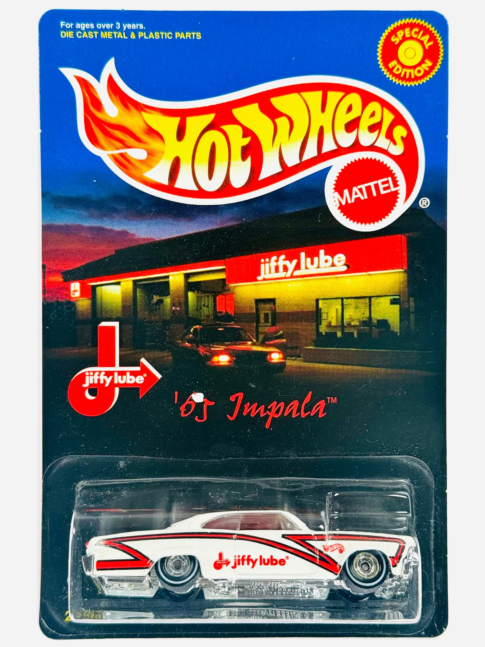 Hot Wheels 1998 Jiffy Lube '65 Impala - Damaged Card/Blister