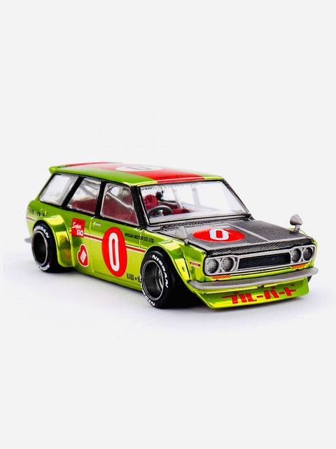 Mini GT x Kaido House Collab Datsun KAIDO 510 Wagon OG Flo Chrome Yellow #164