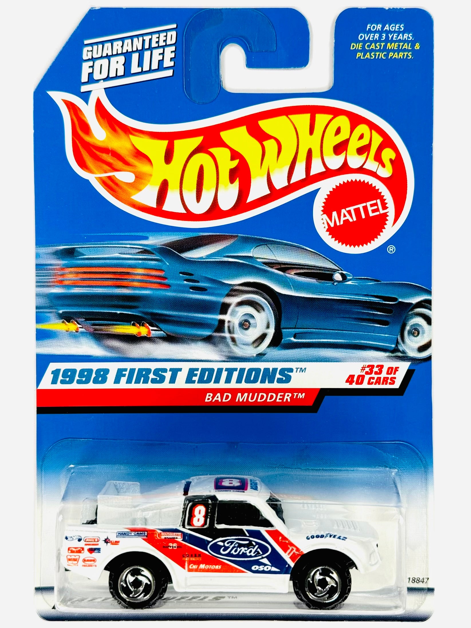 Hot Wheels 1998 First Editions Bad Mudder White (33/40) - Damaged