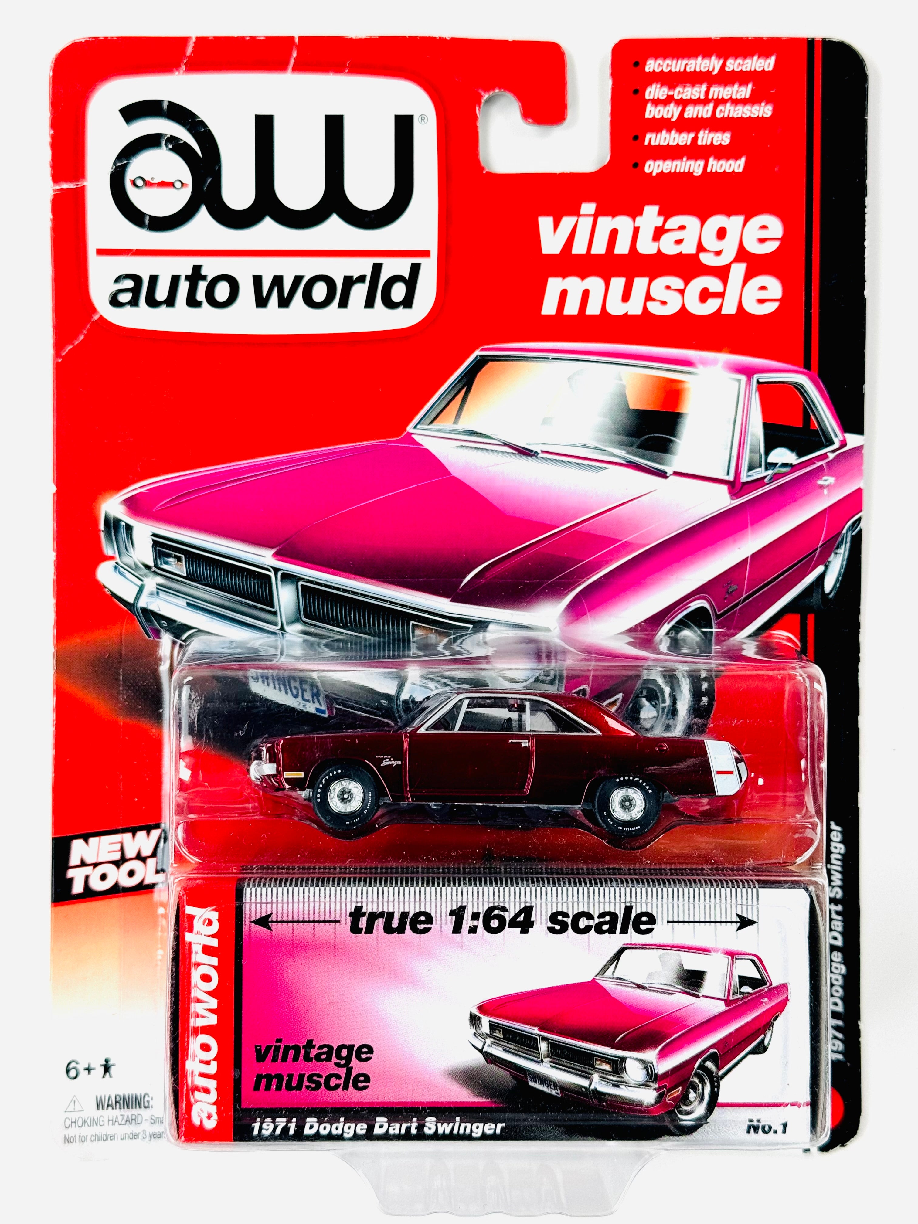 Auto World Vintage Muscle New Tool 1971 Dodge Dart Swinger Chase