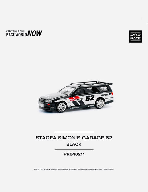 Pop Race Factory Sealed Nissan Stagea #62 Simon's Garage Black #211