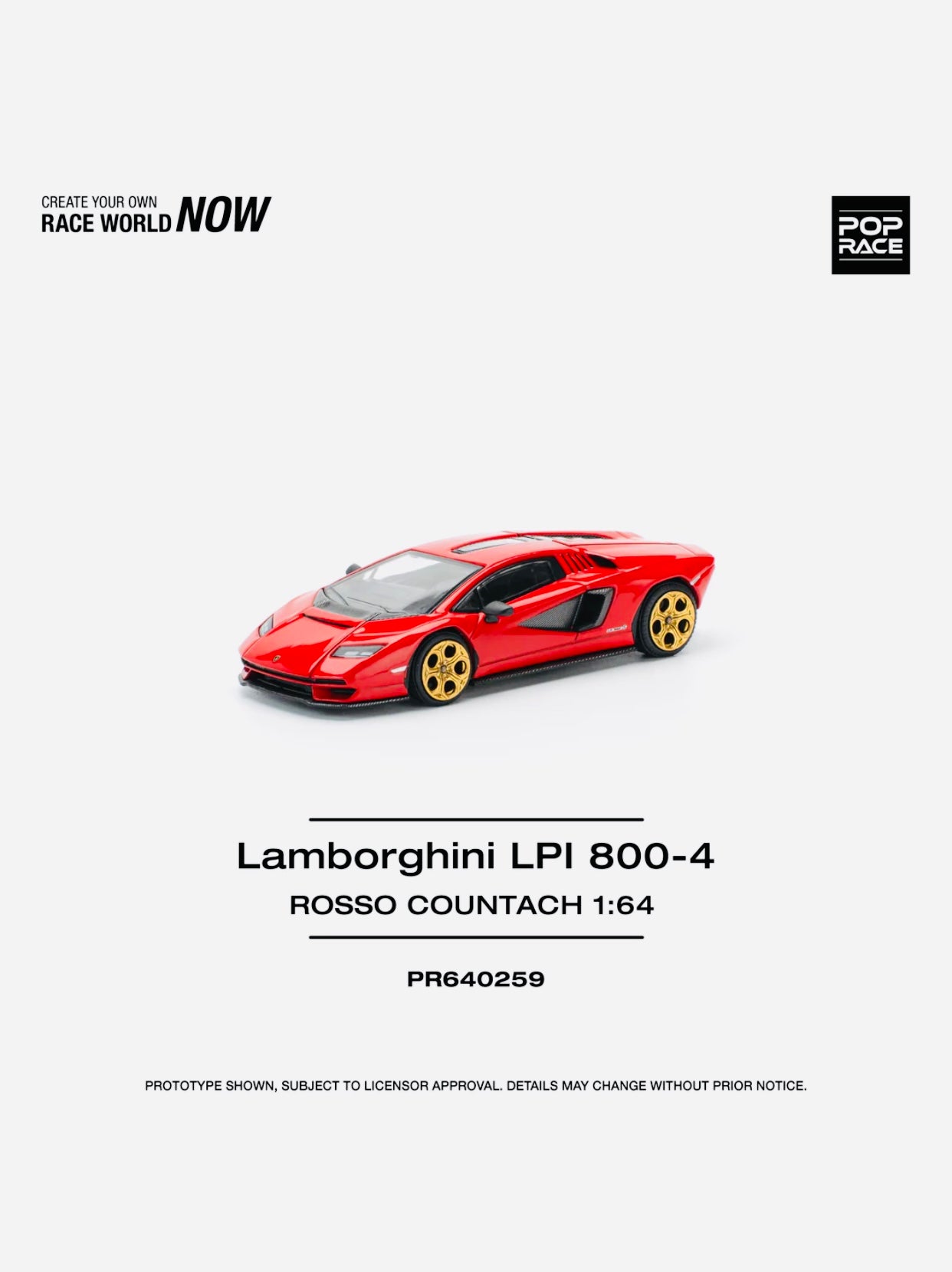 Pop Race Factory Sealed Lamborghini Countach LPI 800-4 Rosso #259