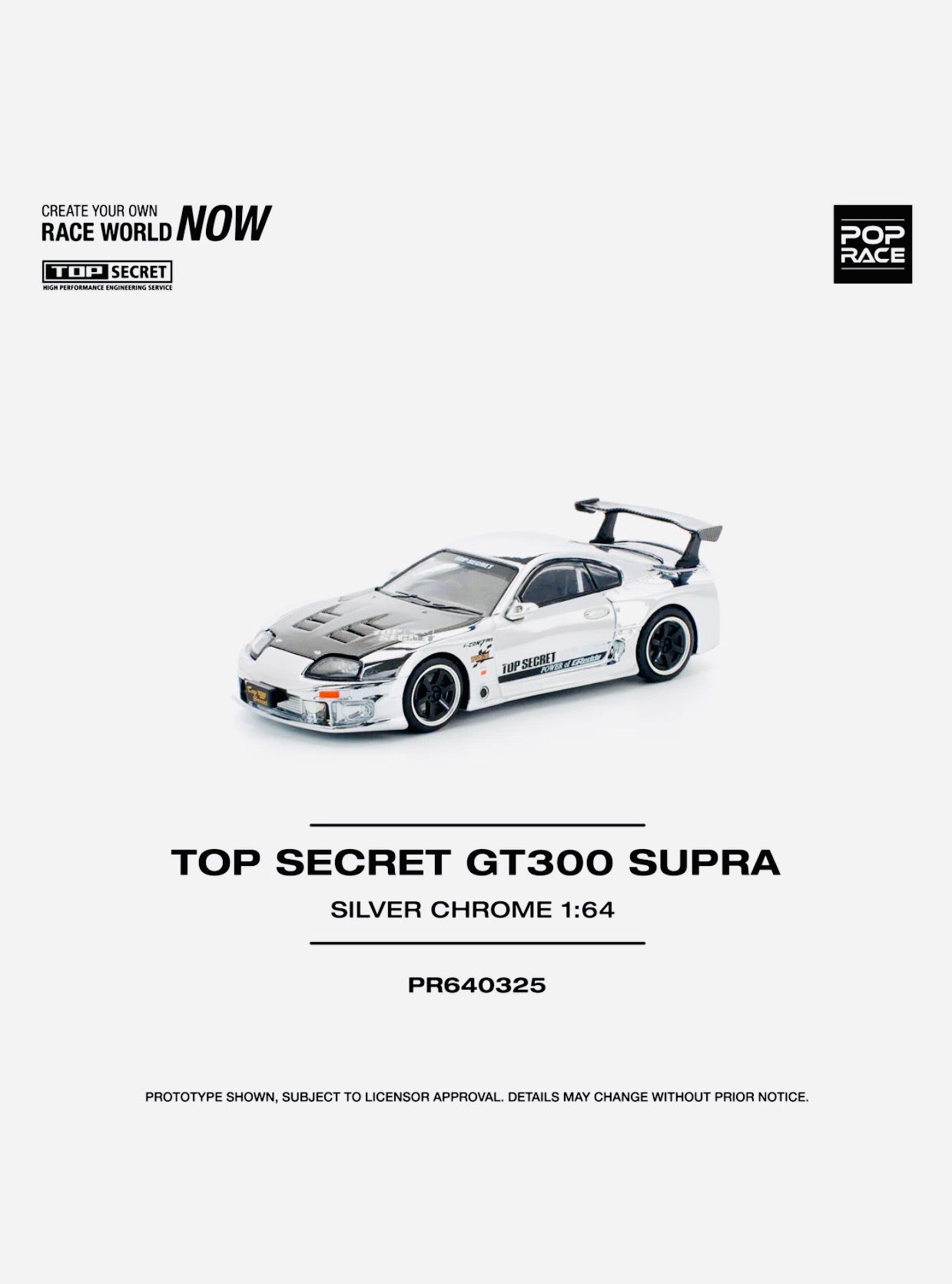 Pop Race Factory Sealed Top Secret GT300 Supra Silver Chrome #325