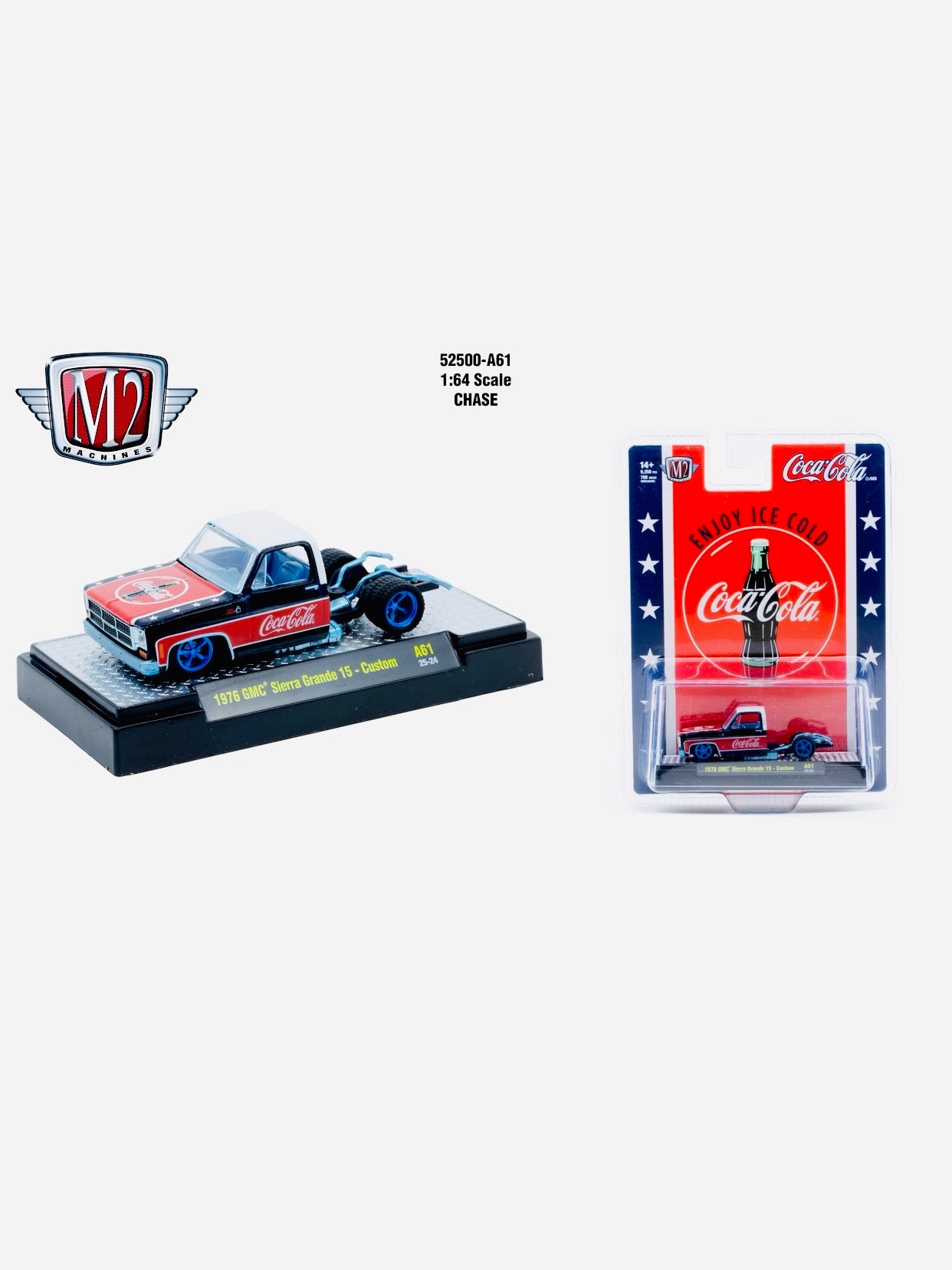 M2 Machines Coca Cola 1976 GMC Sierra Grande 15 Custom Truck Chase