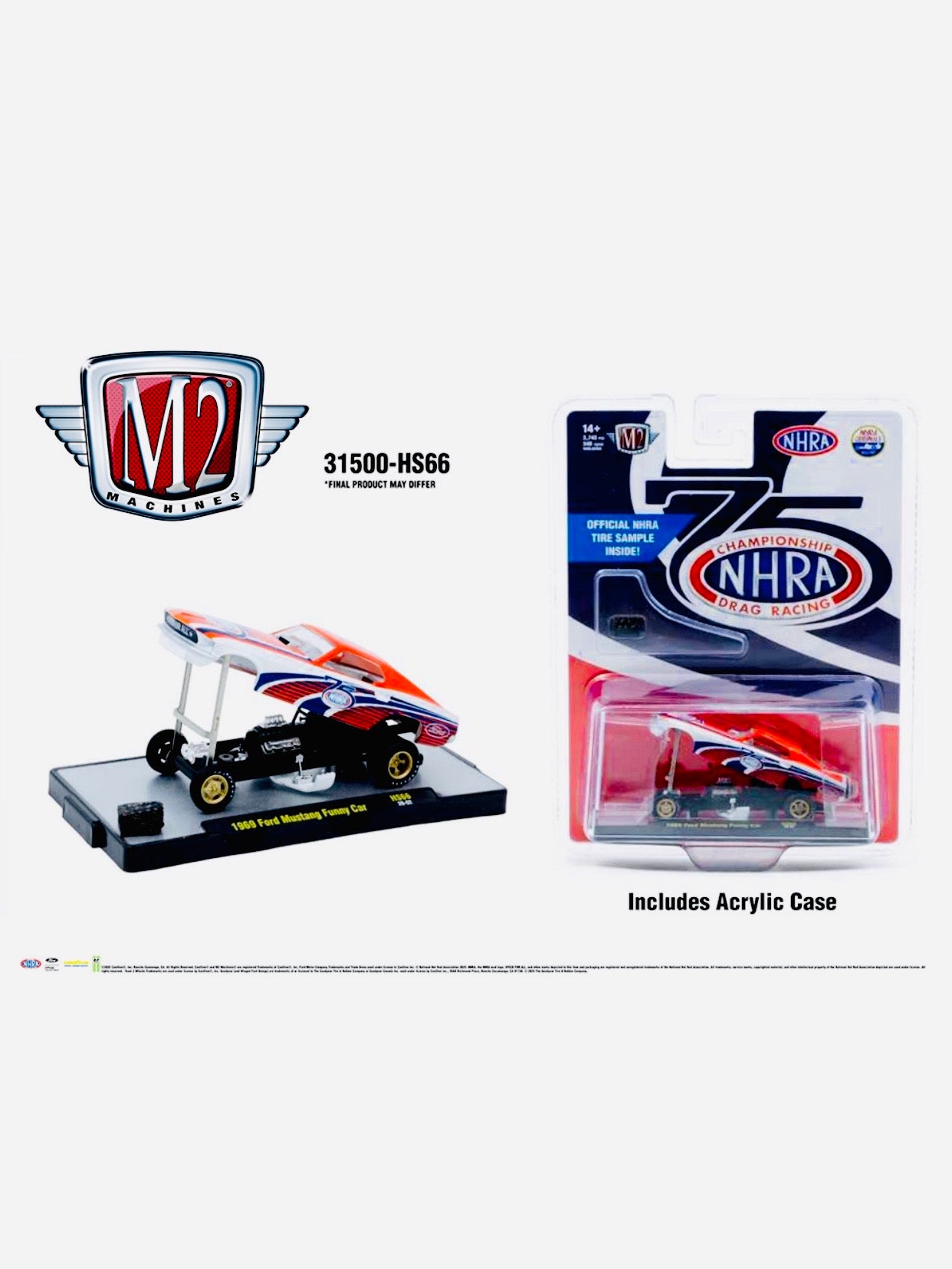 M2 Machines Hobby Exclusive 1969 Ford Mustang Funny Car 75th