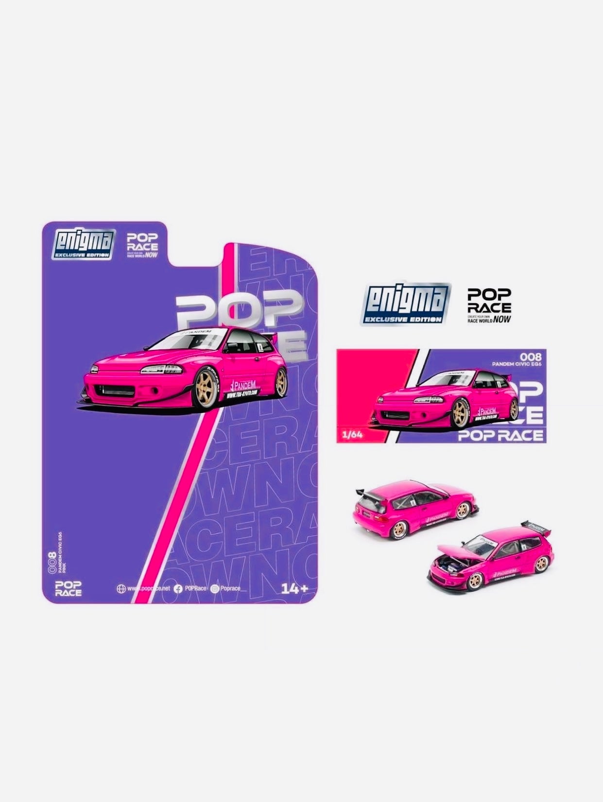 Pop Race Enigma Exclusive Pandem Civic EG6 Pink #008