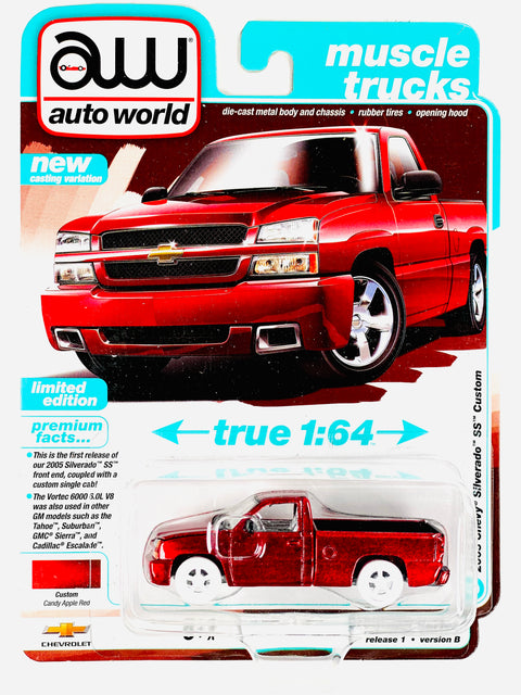 Auto World Muscle Trucks 2005 Chevy Silverado SS Custom Single Cab Candy Apple Red Metallic Chase