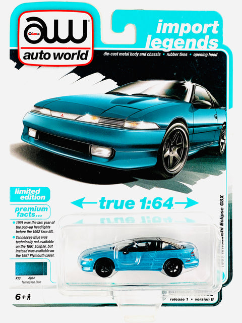 Auto World Import Legends 1991 Mitsubishi Eclipse GSX Tennessee Blue