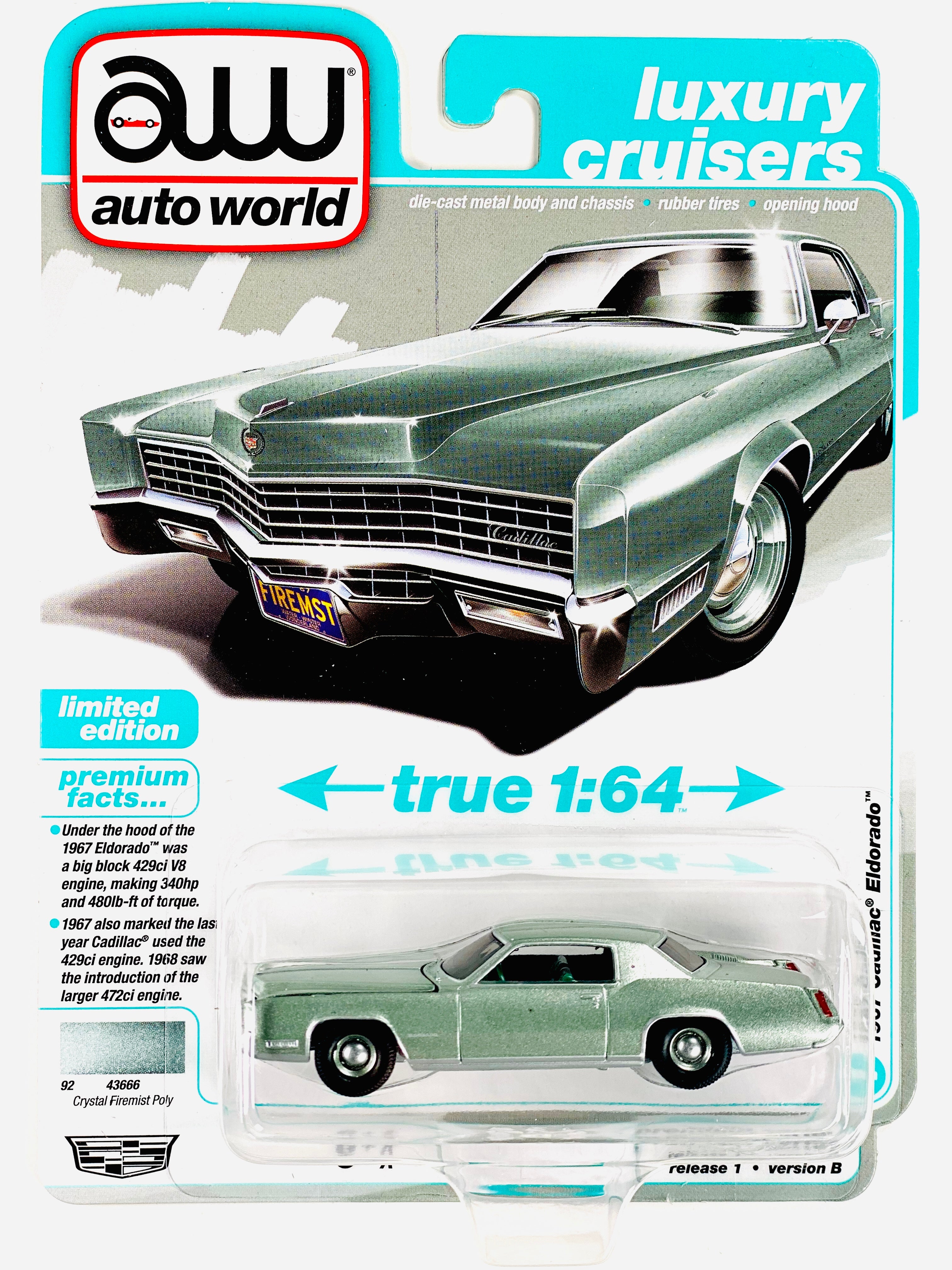 ■PREMIUM■LODGE創立120周年チャリティオークション品 Auto World Luxury Cruisers 1967 Cadillac Eldorado in Light Green