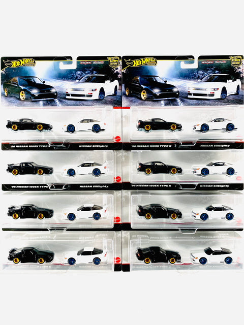 Hot Wheels 2025 Target Exclusive 2 Pack '96 Nissan 180SX Type X & Nissan SilEighty Solid Pack (8 Pieces) - Damaged