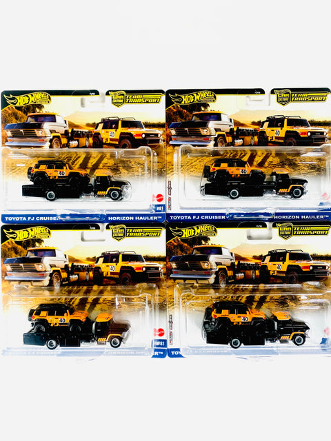 Hot Wheels 2025 Team Transport Toyota FJ Cruiser & Horizon Hauler #81 Solid Pack (4 Cars)