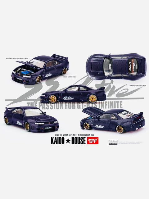 Mini GT x Kaido House Collab Nissan Skyline GT-R (R33) Active Carbon R V2 #163