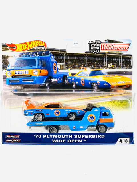 Hot Wheels Team Transport Union 76 ‘70 Plymouth Superbird Wide Open #18 - Damaged Card/Blister