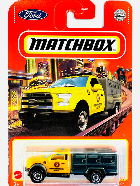 Matchbox 2019 Ford F-150 Animal Control Truck Yellow - Damaged Card/Blister