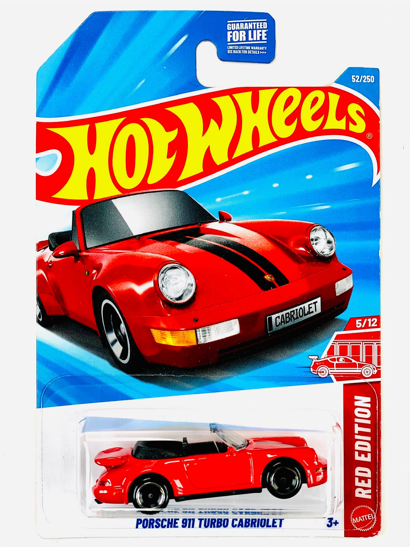 Porsche 911 turbo ミニカー 限定版 赤 Hot Wheels Red Edition Porsche 911 Turbo Cabriolet (52/250