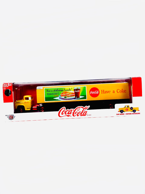 M2 Machines Auto Haulers Coca Cola 1958 Chevrolet Spartan LCF & 1958 Chevrolet Apache Stepside Chase - Damaged Box