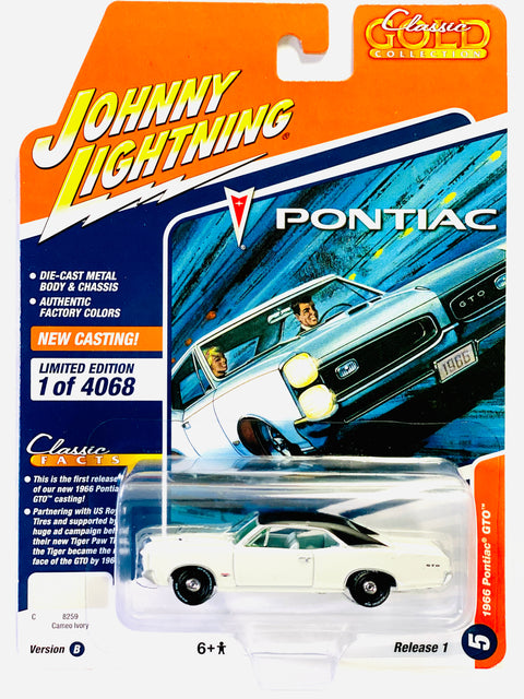 Johnny Lightning Classic Gold 1966 Pontiac GTO Cameo Ivory - Damaged Card