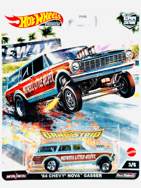 Hot Wheels 2022 Car Culture Drag Strip '64 Chevy Nova Gasser - Damaged Card