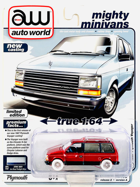 Auto World Mighty Minivans 1987 Plymouth Voyager Ice Blue/Twilight Blue Chase