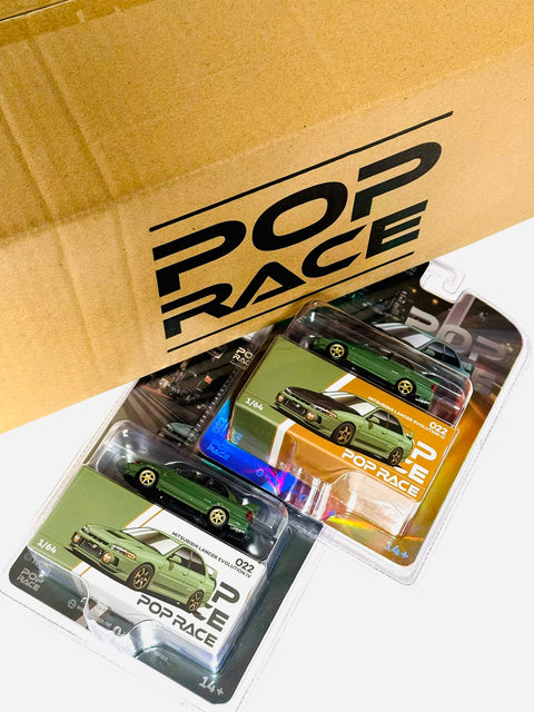 Pop Race Enigma Exclusive Mitsubishi Lancer Evolution IV Green #022 (12ct, One Chase Included)