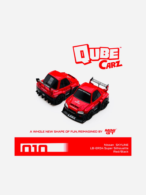 Mini GT QubeCarz Series 3 Nissan LB-ER34 Super Silhouette Skyline Red/Black #010