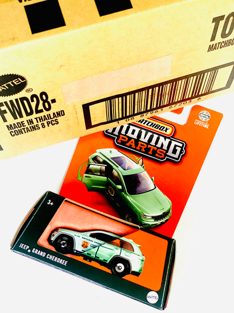 Matchbox 2025 Moving Parts Case A National Park Forest Ranger Jeep Grand Cherokee Solid Pack (8 Cars)