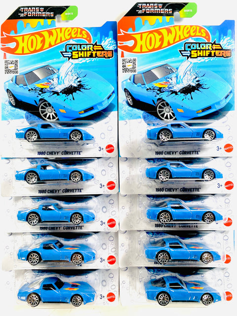 Hot Wheels 2025 Color Shift Transformers 1980 Chevy Corvette Solid Pack (10 Cars)