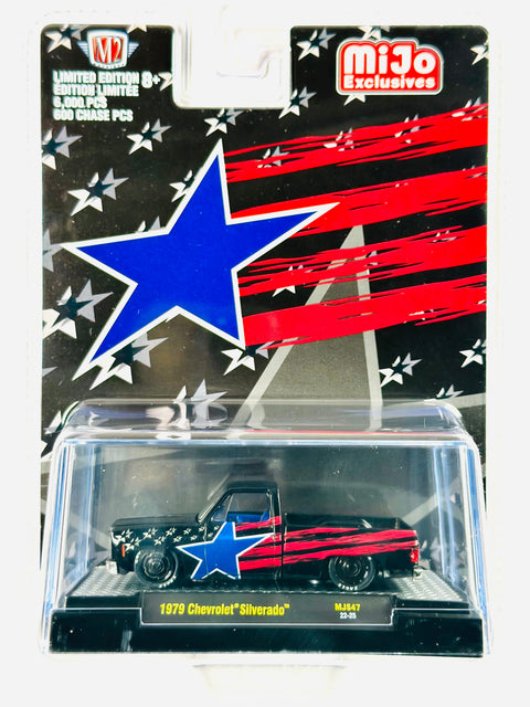 M2 Machines Mijo Exclusive Stars & Stripes 1979 Chevrolet Silverado Truck - Damaged Blister