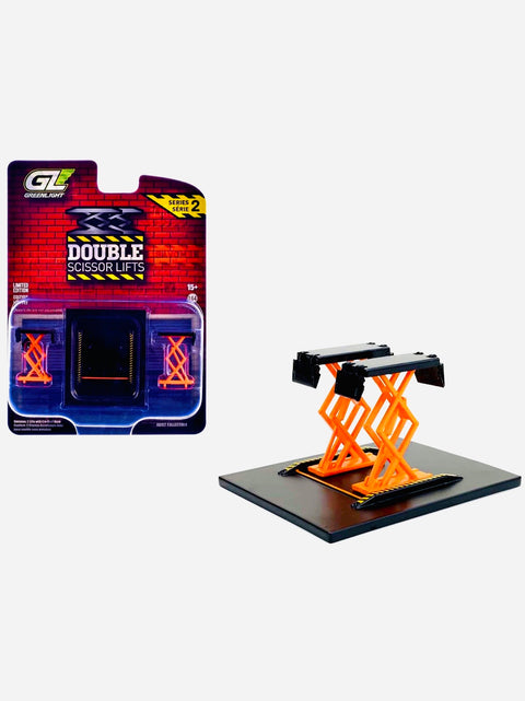 Greenlight Auto Body Shop Automotive Double Scissor Lifts Series 2 Orange & Black