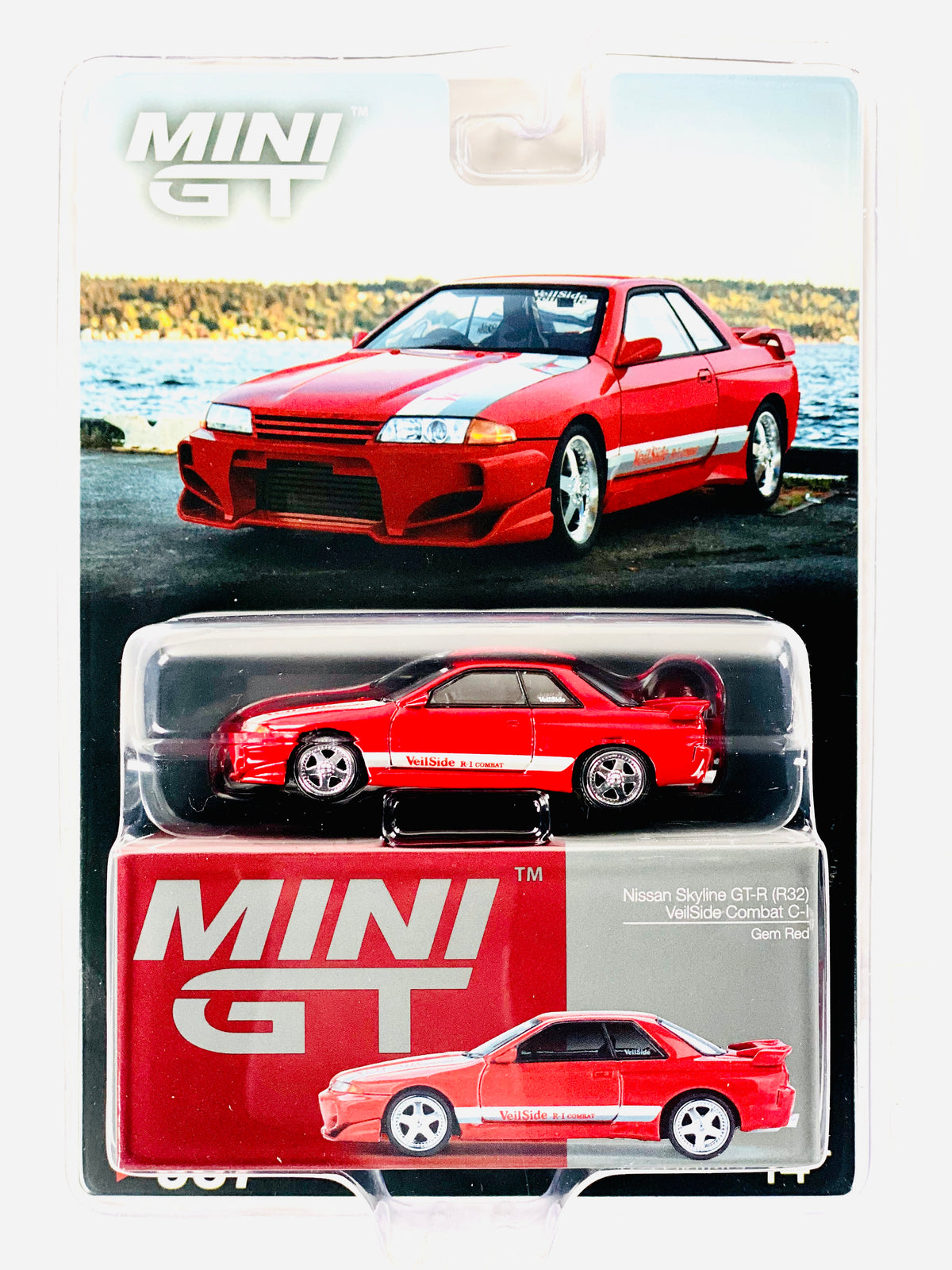Mini GT Nissan Skyline GT-R (R32) VeilSide Combat - Rouge Gemme - 1/64 - Boîte Scellée