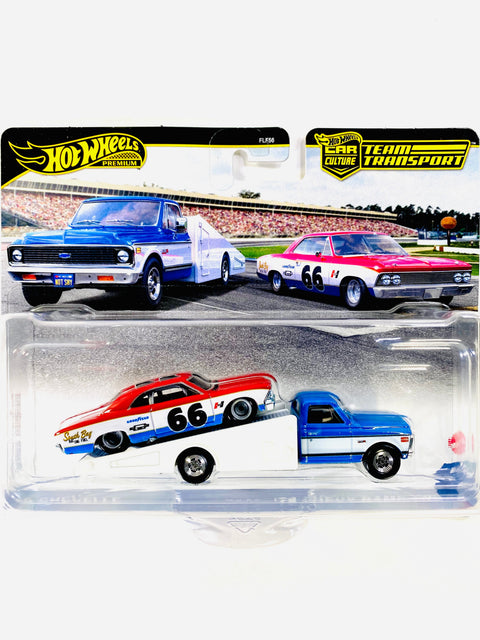 Hot Wheels 2024 Team Transport Case A '66 Chevelle & '73 Chevy Ramp Truck #64 - Damaged Card/Blister