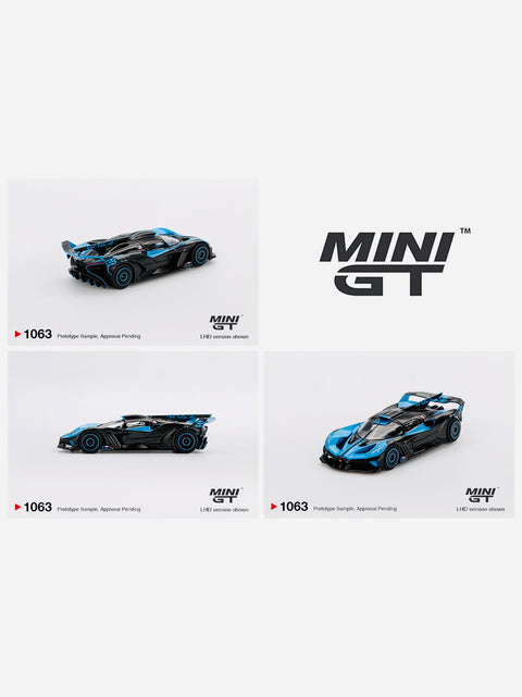 Mini GT Mijo Exclusive Bugatti Bolide Presentation Black Blue #1063