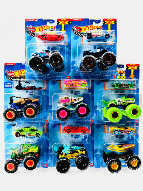 Hot Wheels 2025 Monster Truck & Car 2-Pack Factory Sealed Case T (8 Cars)