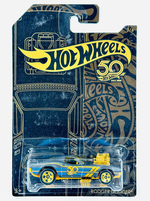 Hot Wheels 2018 50th Anniversary Black & Gold Series Rodger Dodger (3/6) - Damaged Card