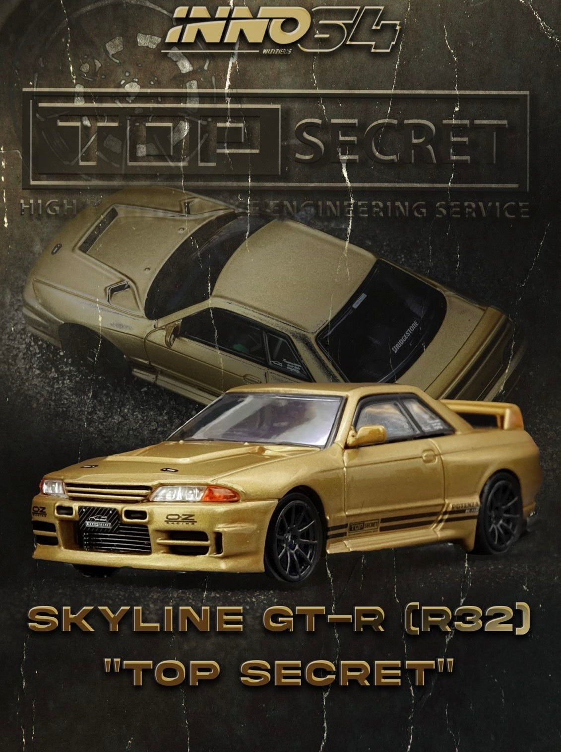 Inno64 Factory Sealed Nissan Top Secret BNR32 GT-R (650R) Gold