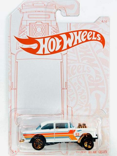 Hot Wheels 2020 Pearl & Chrome '55 Chevy Bel Air Gasser (4/6) - Damaged Card/Blister